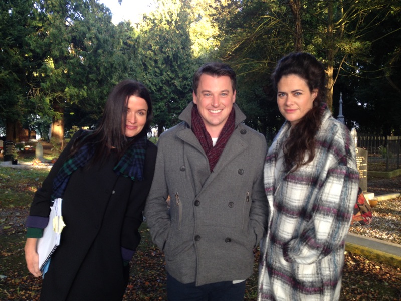 Lynette Callaghan, Declan Reynolds and Norah King on the set of THE GAELIC COURSE in Monasterevin, Co Kildare.