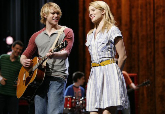 Still of Dianna Agron and Chord Overstreet in Glee (2009)