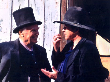 Ernest Borgnine and Steve Nave on the set of 