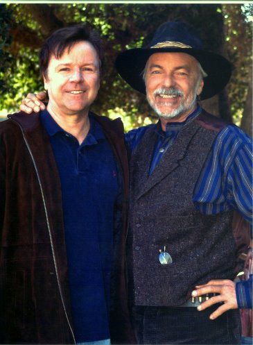 Steve Nave and Edward Albert on the set of 