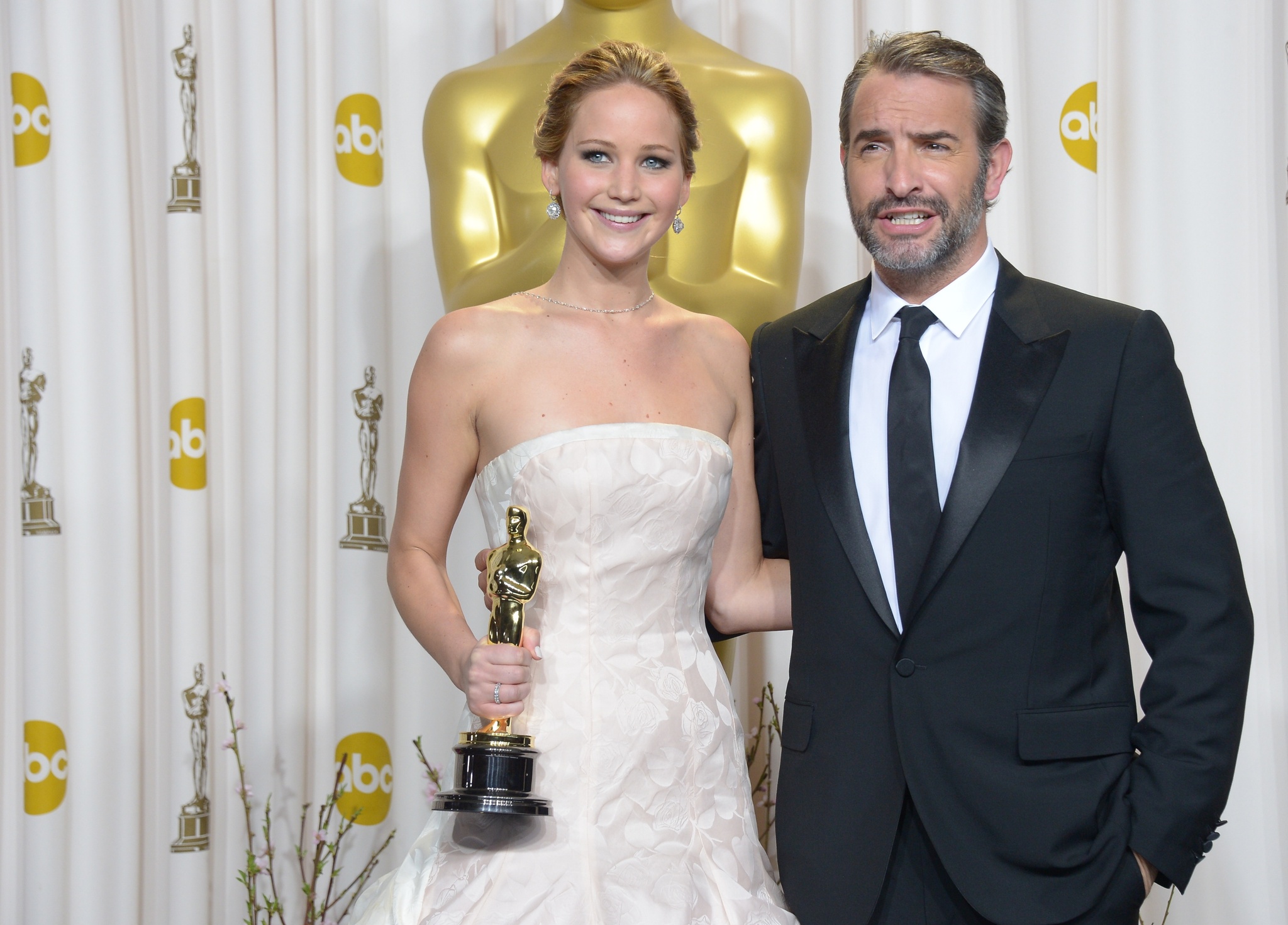 Jean Dujardin and Jennifer Lawrence