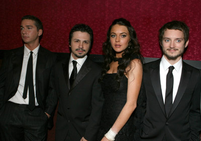 Elijah Wood, Freddy Rodríguez, Shia LaBeouf and Lindsay Lohan at event of Bobby (2006)