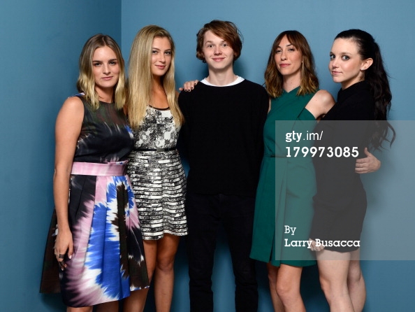 TORONTO, ON - SEPTEMBER 07: (L-R) Actress Nathalie Love, actress Zoe Levin, actor Jack Kilmer, director Gia Coppola and actress Claudia Levy of 'Palo Alto' pose at the Guess Portrait Studio during 2013 Toronto International Film Festival on Sept