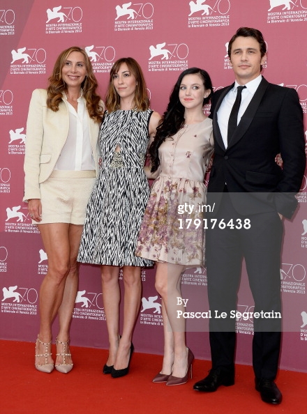 VENICE, ITALY - SEPTEMBER 01: Jacqui Getty, director Gia Coppola, actress Claudia Levy and actor James Franco attend the 'Palo Alto' Photocall during the 70th Venice International Film Festival at the Sala Grande on September 1, 2013 in Venice,
