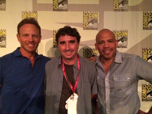 Sharknado 2 panel at ComicCon 2014. Pictured (left to right): Ian Ziering, Anthony Ferrante, Gerald Webb
