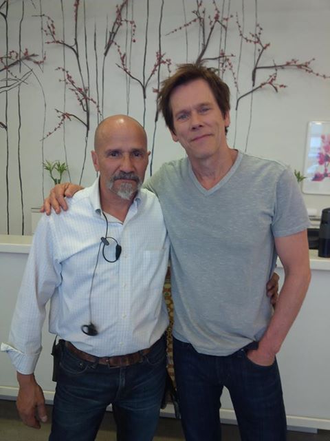 With Kevin Bacon on the set of 