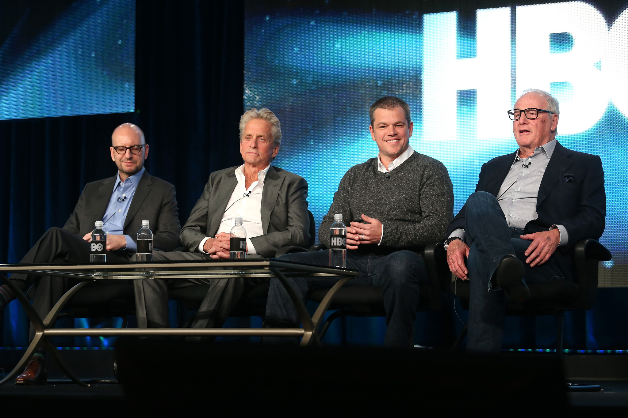 Michael Douglas, Matt Damon, Steven Soderbergh and Jerry Weintraub at event of Behind the Candelabra (2013)