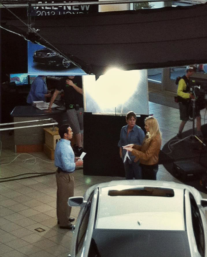 Faith Hibbs-Clark on the set of a Valley Honda commercial.