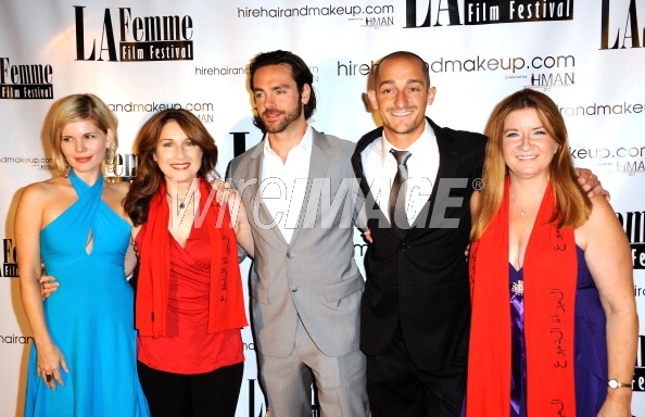 Caption: LOS ANGELES, CA - OCTOBER 11: Actress Caroline Macey, director Kimberly Jentzen, actor Andrew Fognani, actor Clayton Hoff and producer Peggy Lane arrive for the LA Femme International Film Festival - Opening Night Gala held at The Renberg Theatre on October 11, 2012 in Los Angeles, California. (Photo by Albert L. Ortega/WireImage)