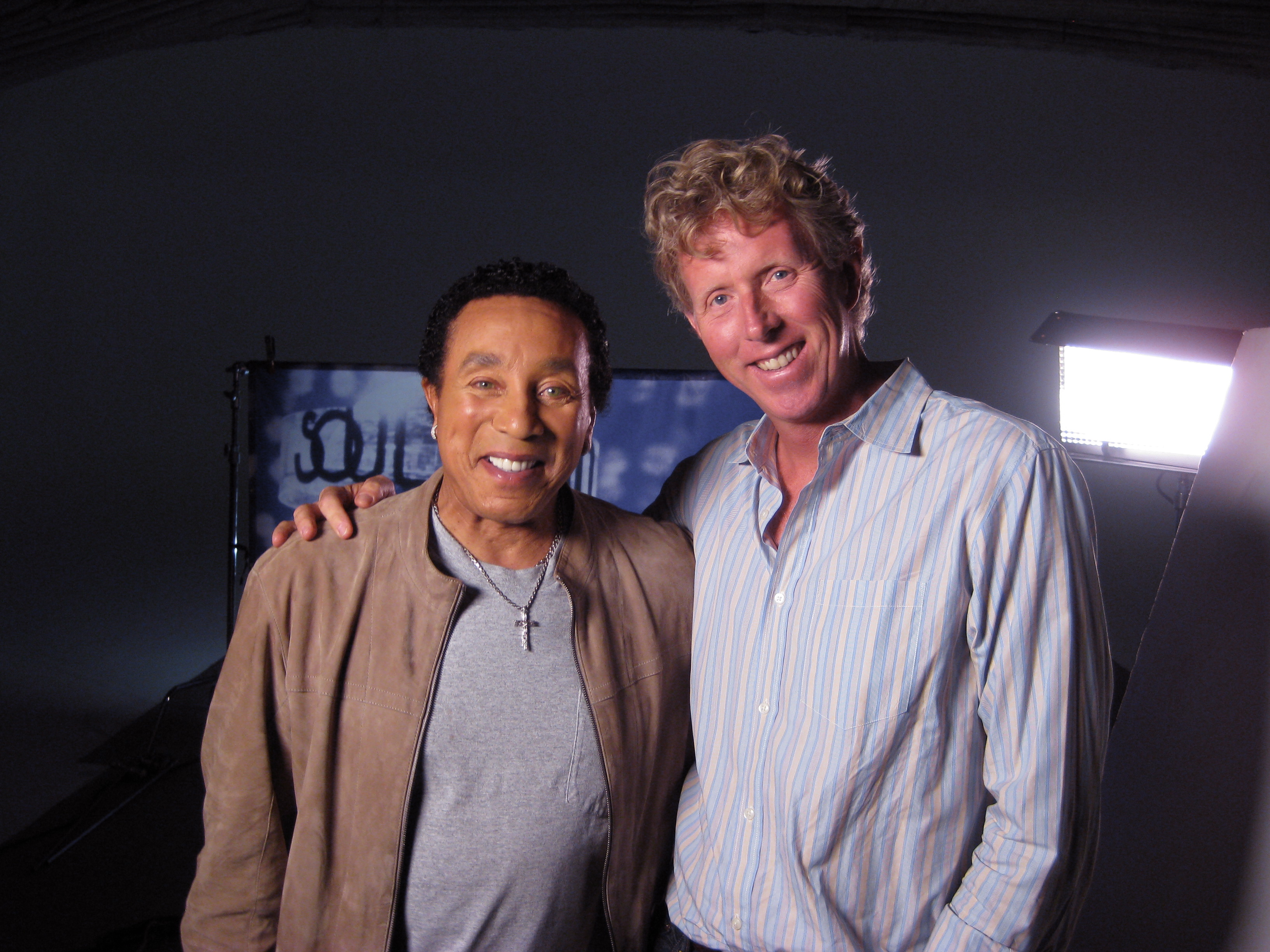 Smokey Robinson & Patrick A. Stewart on the set of the Soul Train Special