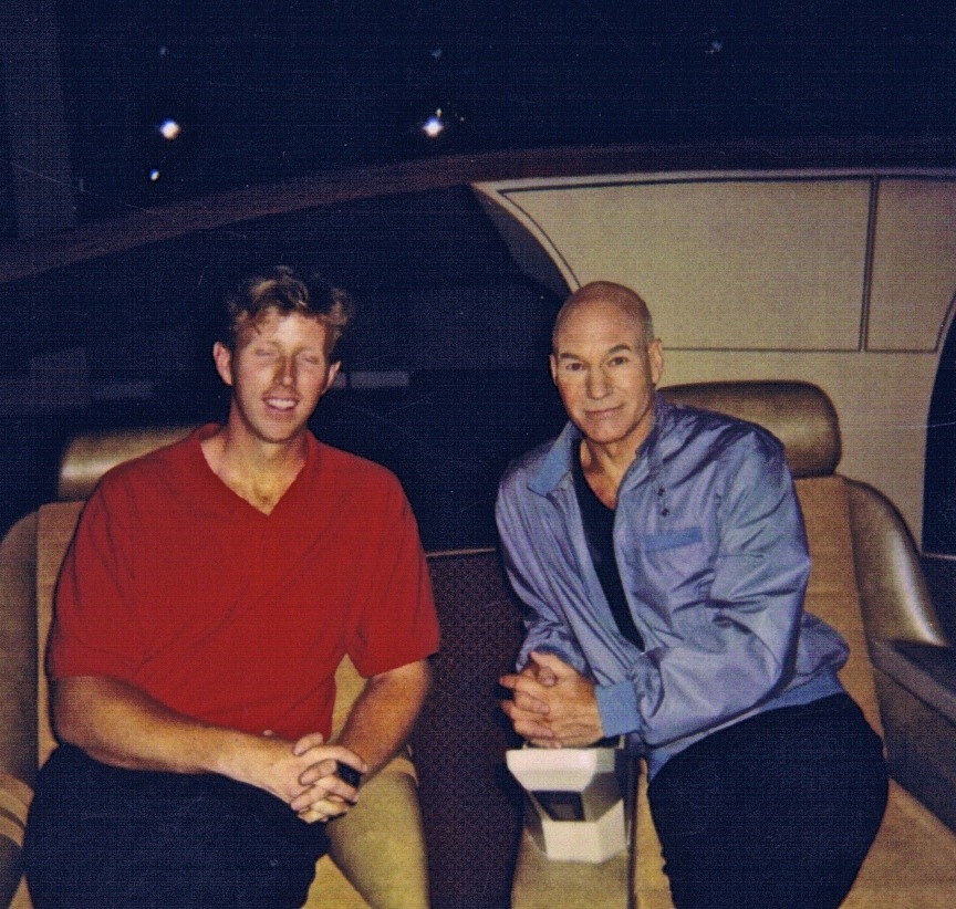 Patrick A. Stewart asleep at the helm with Patrick Stewart on the deck of the Enterprise #1