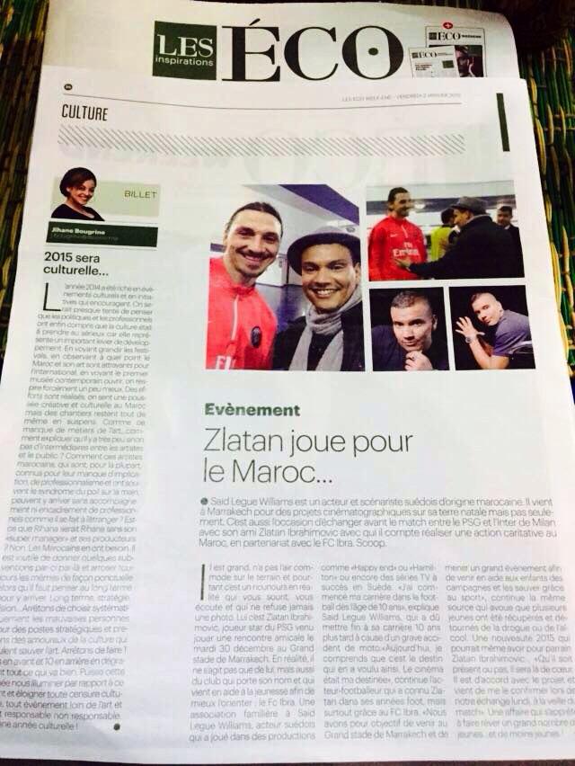 Newspaper Les inspirations Éco - Article with full focus on Zlatan, Me, proud Moroccan and Sweden and our close co-operation.
