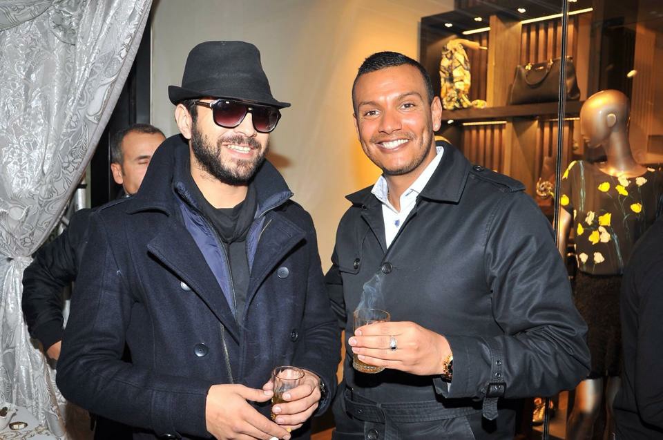With good friend and colleague Anas El Baz on the opening of the designer Adolfo Dominguez's shop in Rabat, Morocco.
