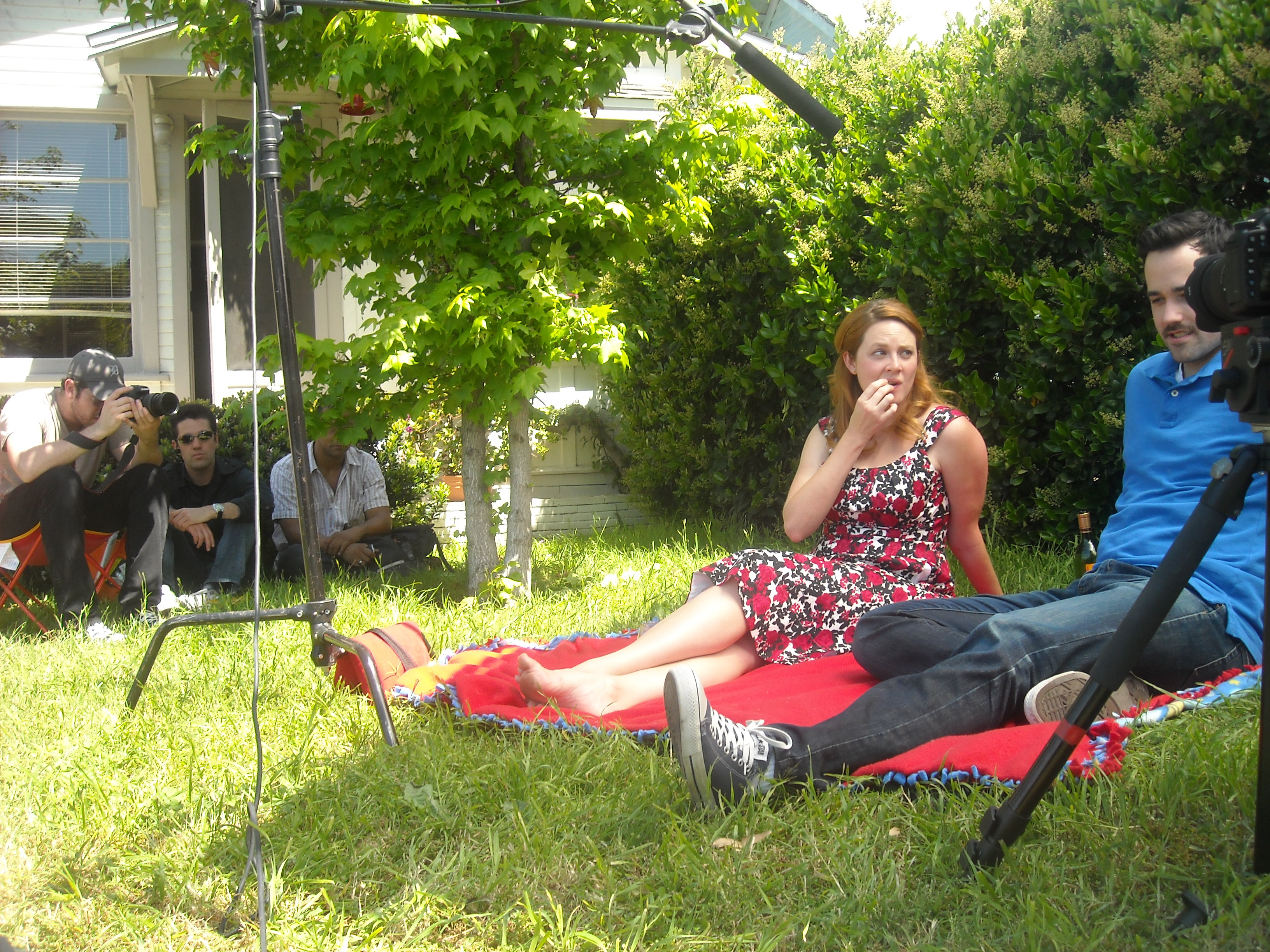 Elizabeth Mihelich and Andy Ostrof Film a scene from the romantic comedy 