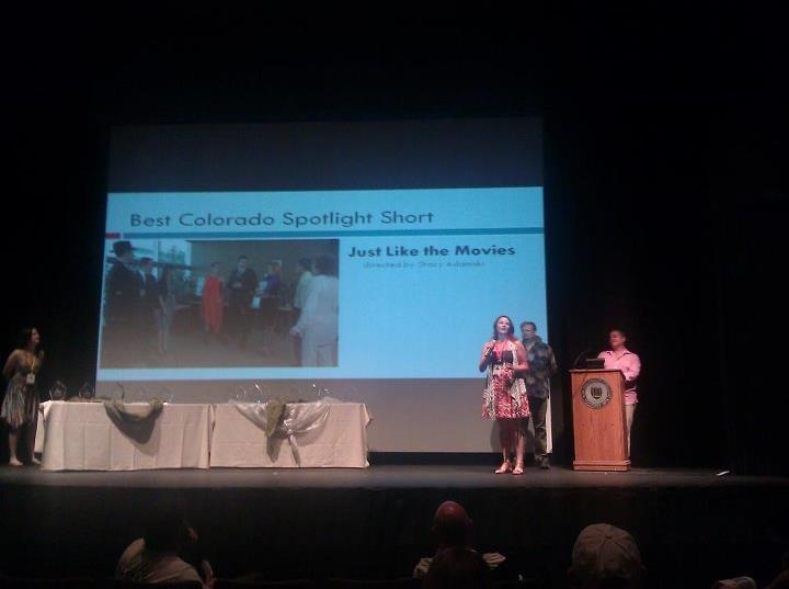 Actress, Producer and Writer Elizabeth Mihelich accepts the award for Best Film Colorado Spotlight Short at the Indie Spirit Film Festival in Coloraso Springs, CO!