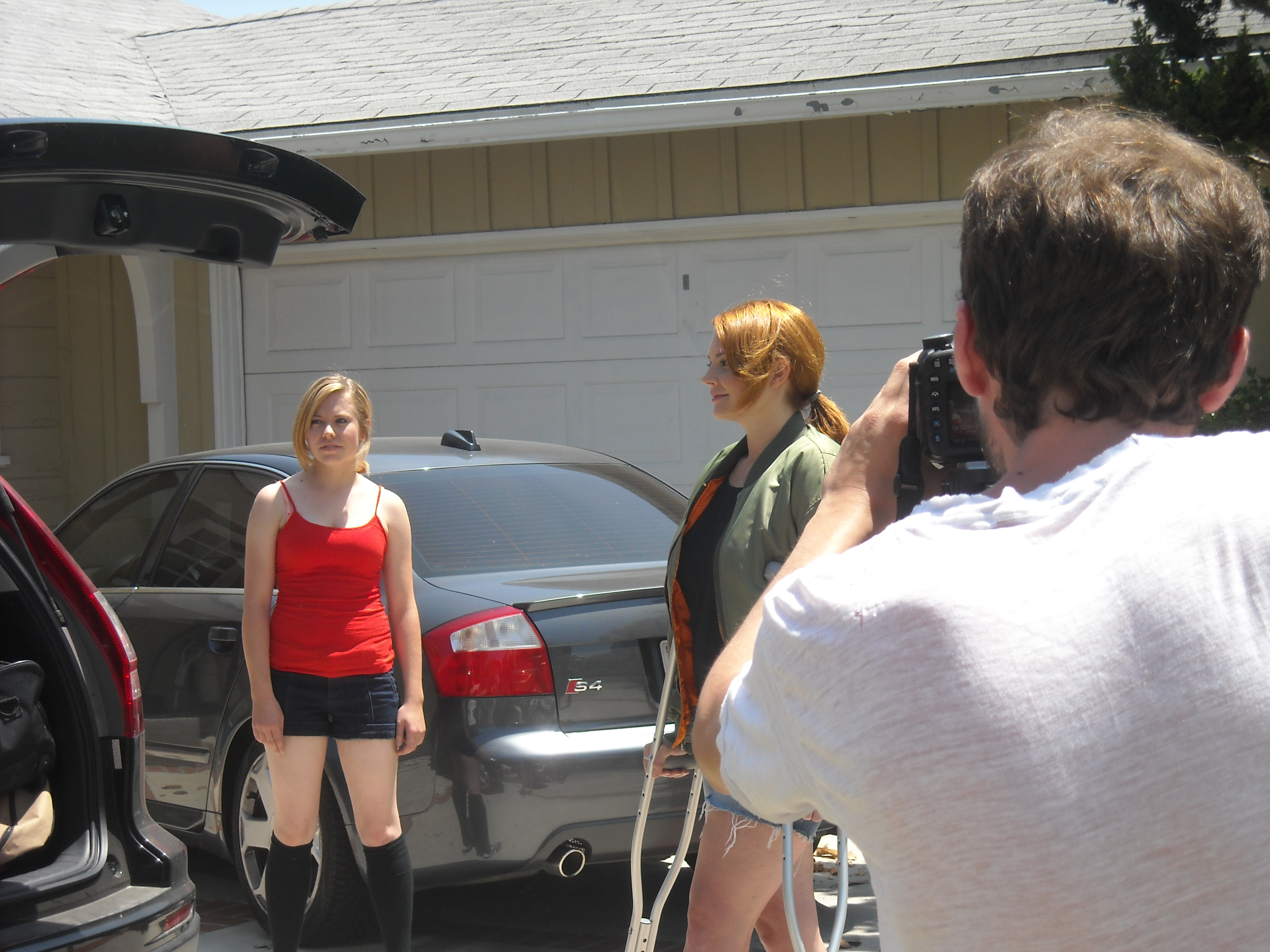 Elizabeth Mihelich and Amy Janz film a scene for the short Back to the Drawing Board