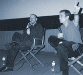 Bob Nuchow moderating Keith Gordon, Robert Downey Jr at Los Angeles THE SINGING DETECTIVE screening/Q&A