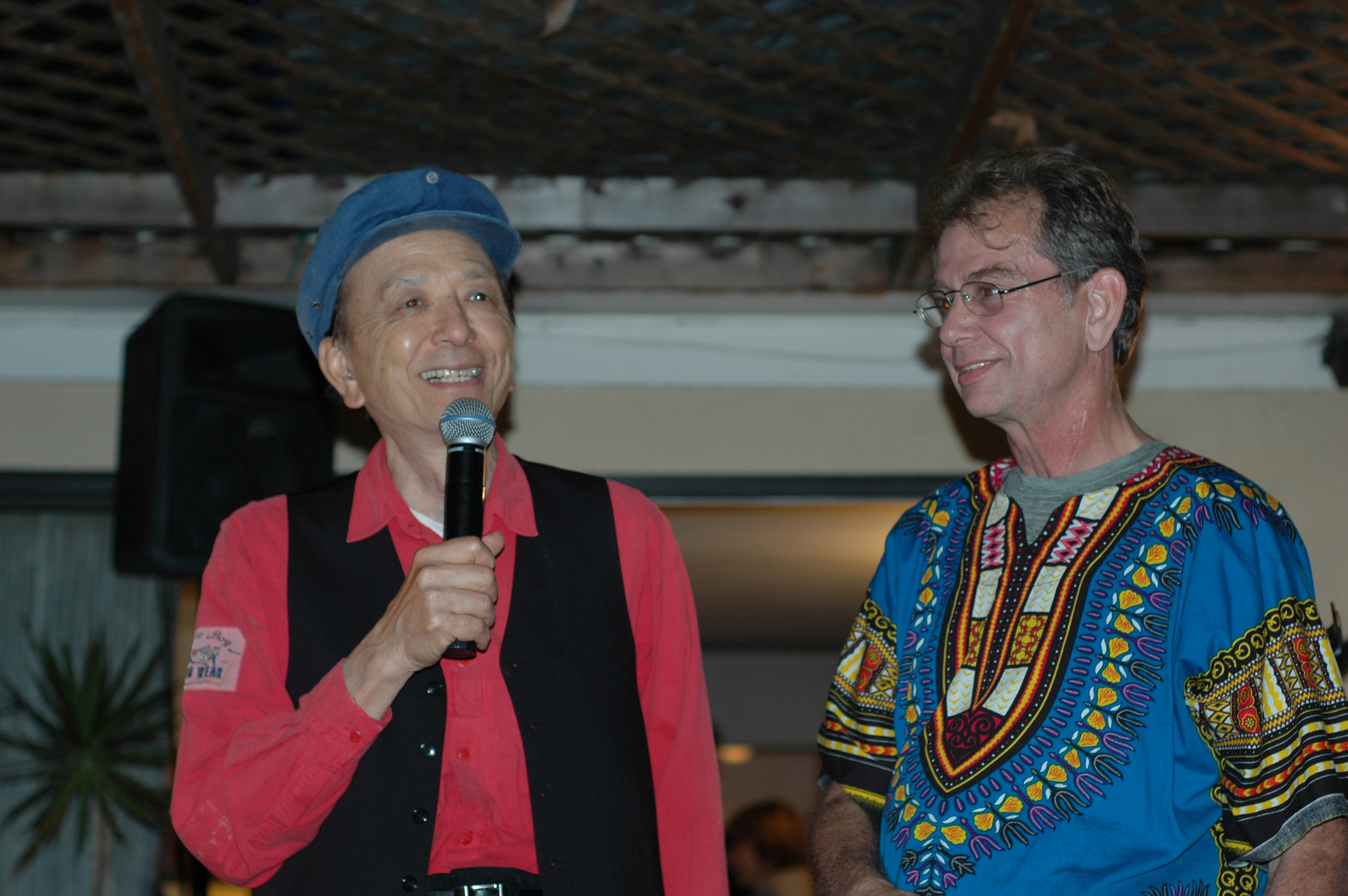 Hollywood legend James Hong with Bob Nuchow in Culver City at Bob's going away party