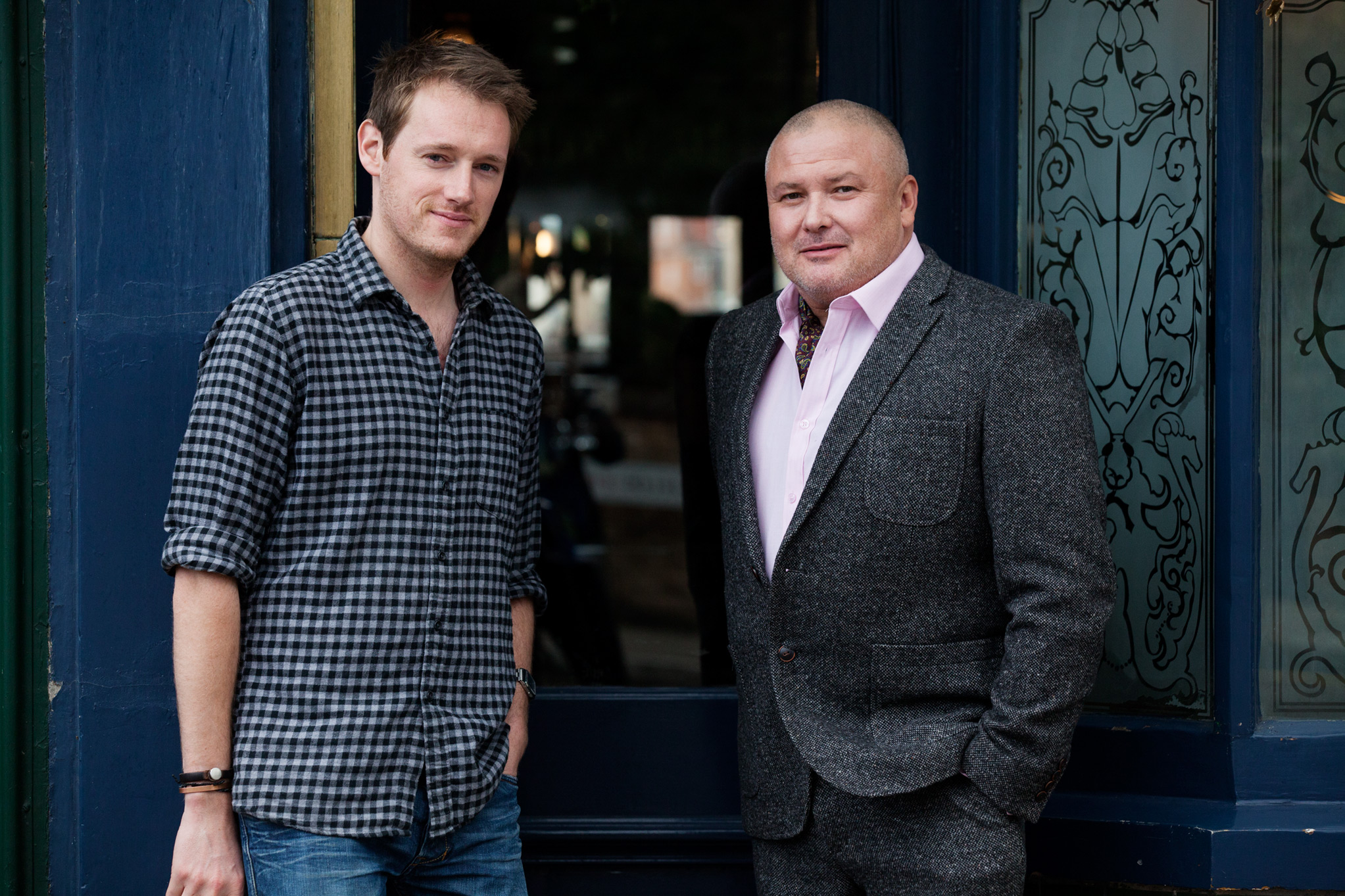 Matthew with Conleth Hill on set for Two Down (2013).