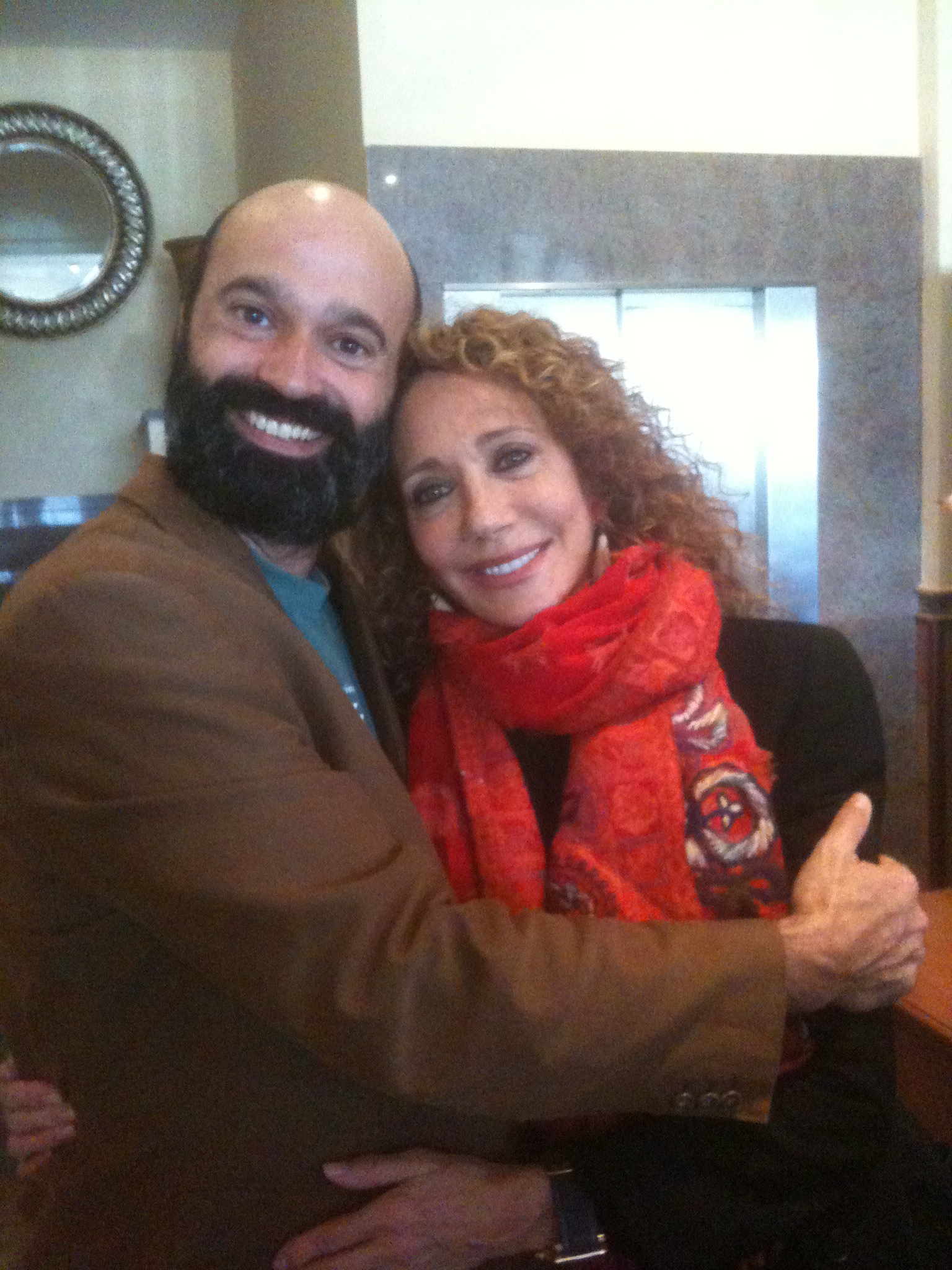 With Marisa Berenson who played Virgin Mary in the movie 