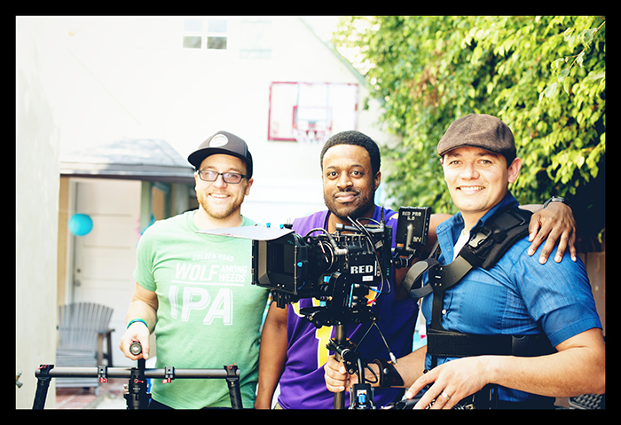 Left to right; Brian Mach (B-camera), Alonzo Smith, Jr (Director / Producer), David Marroquin (Director of Photography). Filming 'Hello, Again'.