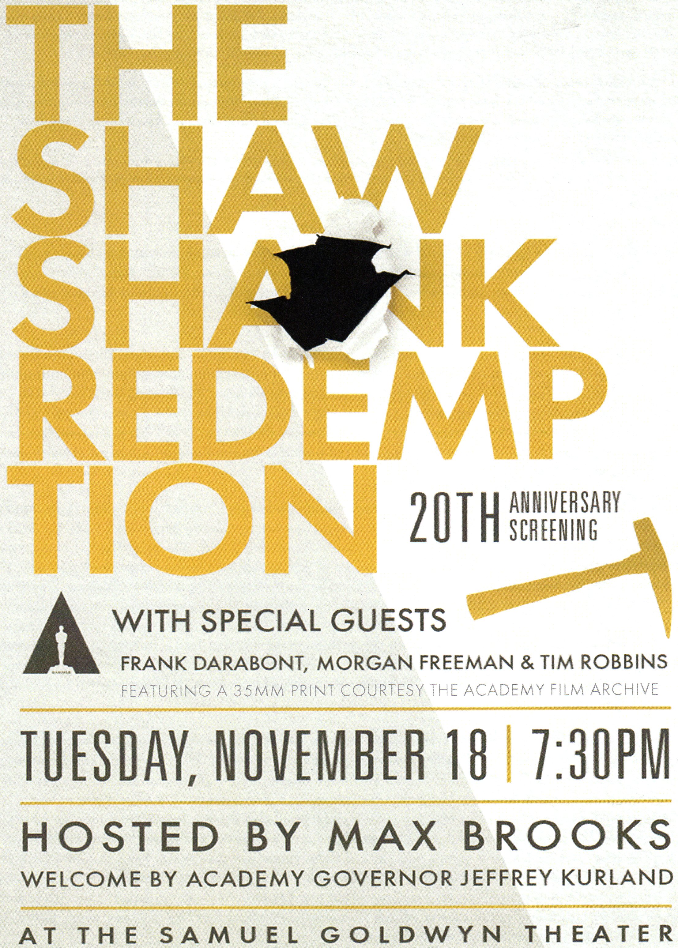 The Shawshank Redemption 20th Anniversary Event.