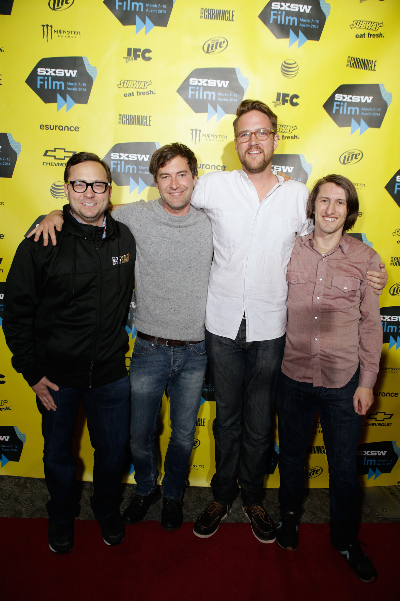 Mark Duplass, Jarod Neece, Christopher Donlon and Patrick Brice at event of Creep (2014)