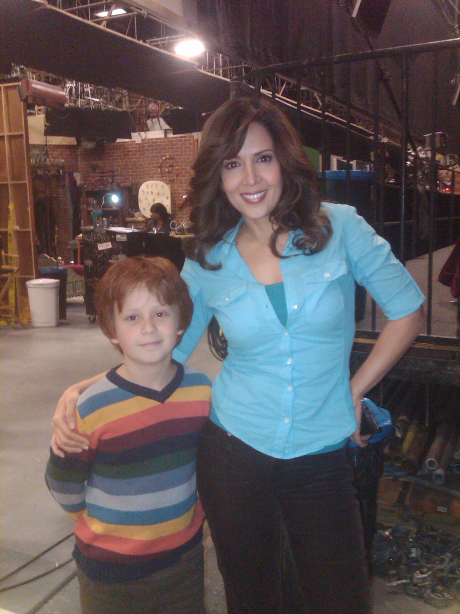 Skyler on the set of Wizards of Waverly Place with Maria Canals-Barrera