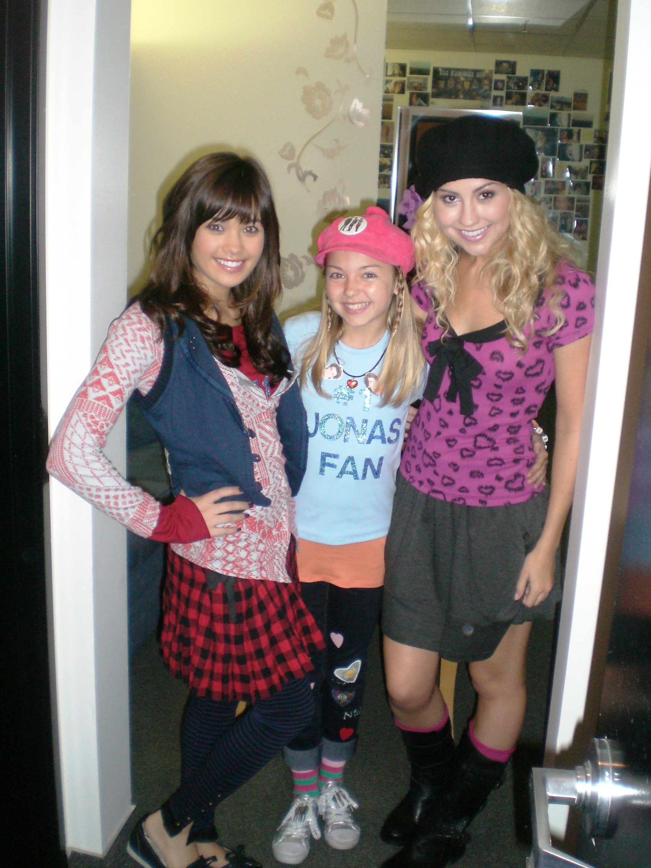 Actresses Nicole Anderson, Kara Stribling and Chelsea Staub on set of JONAS.