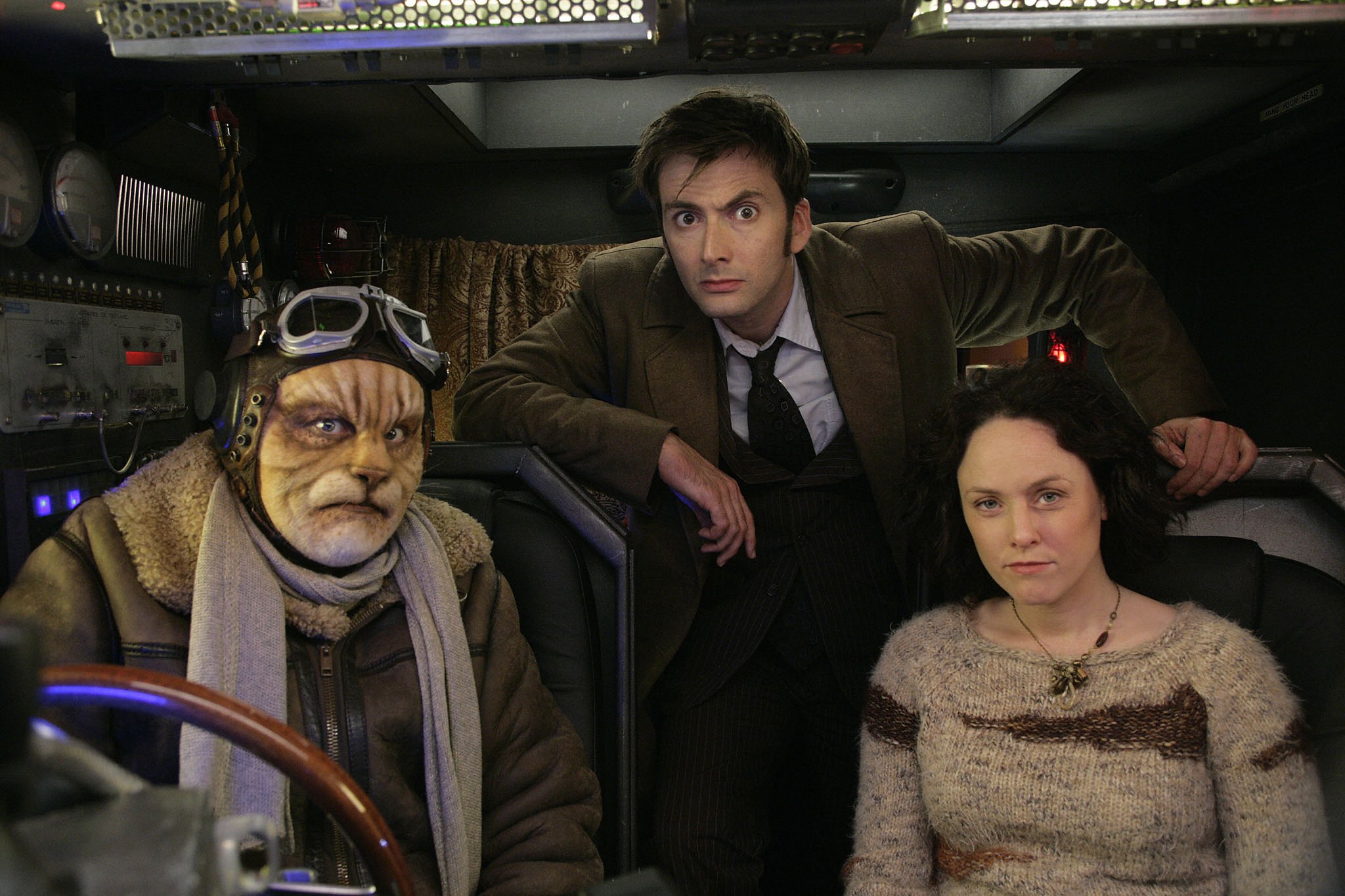 Still of Jennifer Hennessy, Ardal O'Hanlon and David Tennant in Doctor Who (2005)