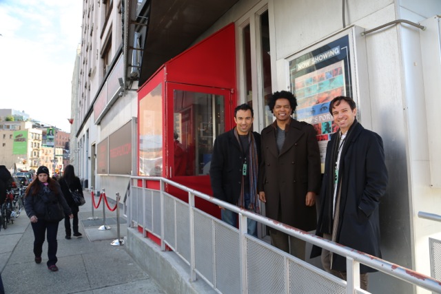 The Hope's Portal team outside of Tribeca Cinemas in front of our movie poster. Monier(Actor,producer)Joe James(Executive producer/story by) David Allensworth (Directo/Writer/Producer)