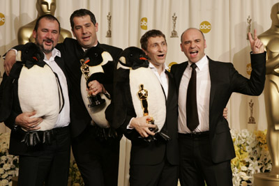 Luc Jacquet, Yves Darondeau and Christophe Lioud at event of The 78th Annual Academy Awards (2006)