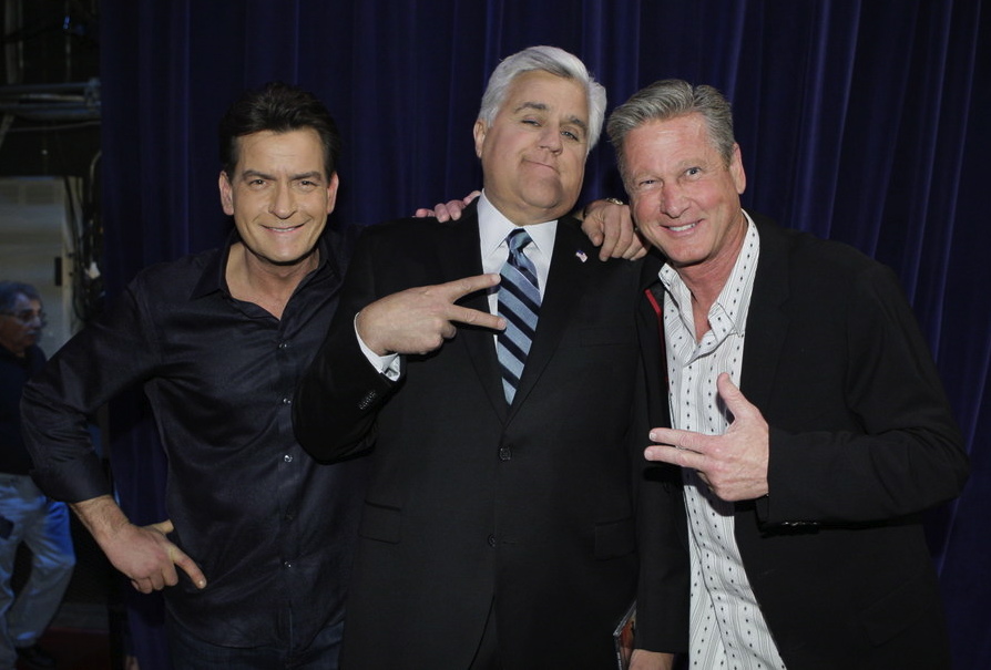 Jay Leno with Charlie Sheen and his Publicist, Jeff Ballard at 