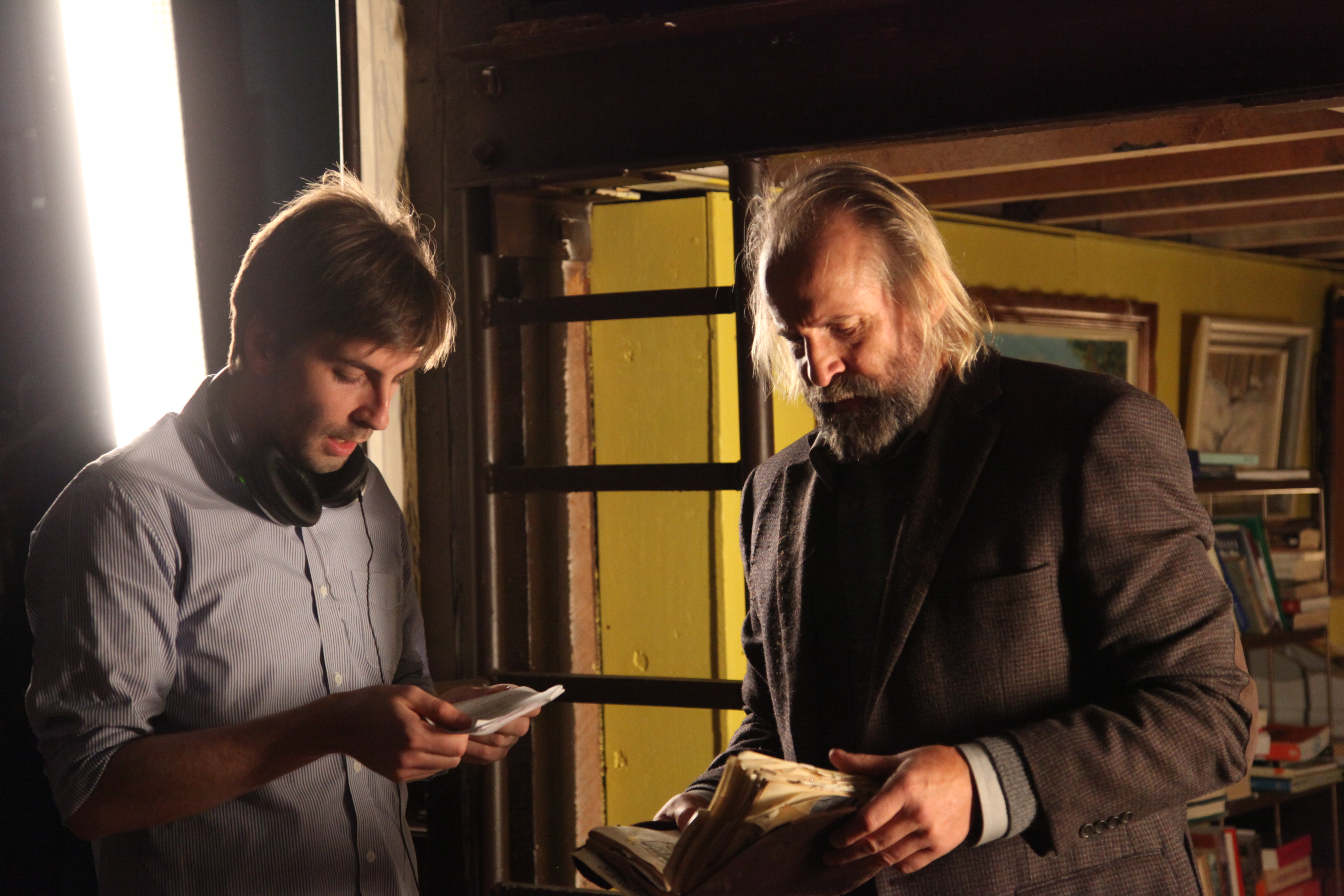 Still of Peter Stormare and Jon Watts on the set of Clown