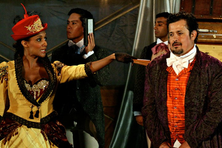 (L-R) Aisha Kabia, Erwin Tuazon, Nikhil Pai and Luis Galindo in Independent Shakespeare Co. production of 