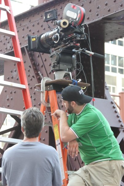Director Michael David Lynch with DP Rick Sobin setting up the frame for BURDEN.