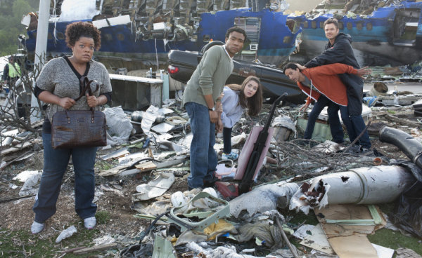 Still of Joel McHale, Yvette Nicole Brown, Alison Brie, Danny Pudi and Donald Glover in Community (2009)