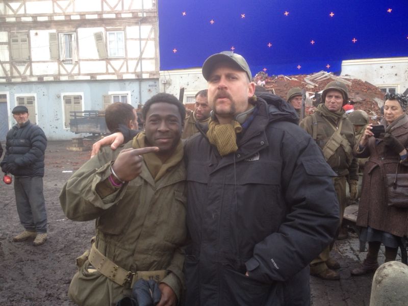 With director David Ayer on the set of Fury