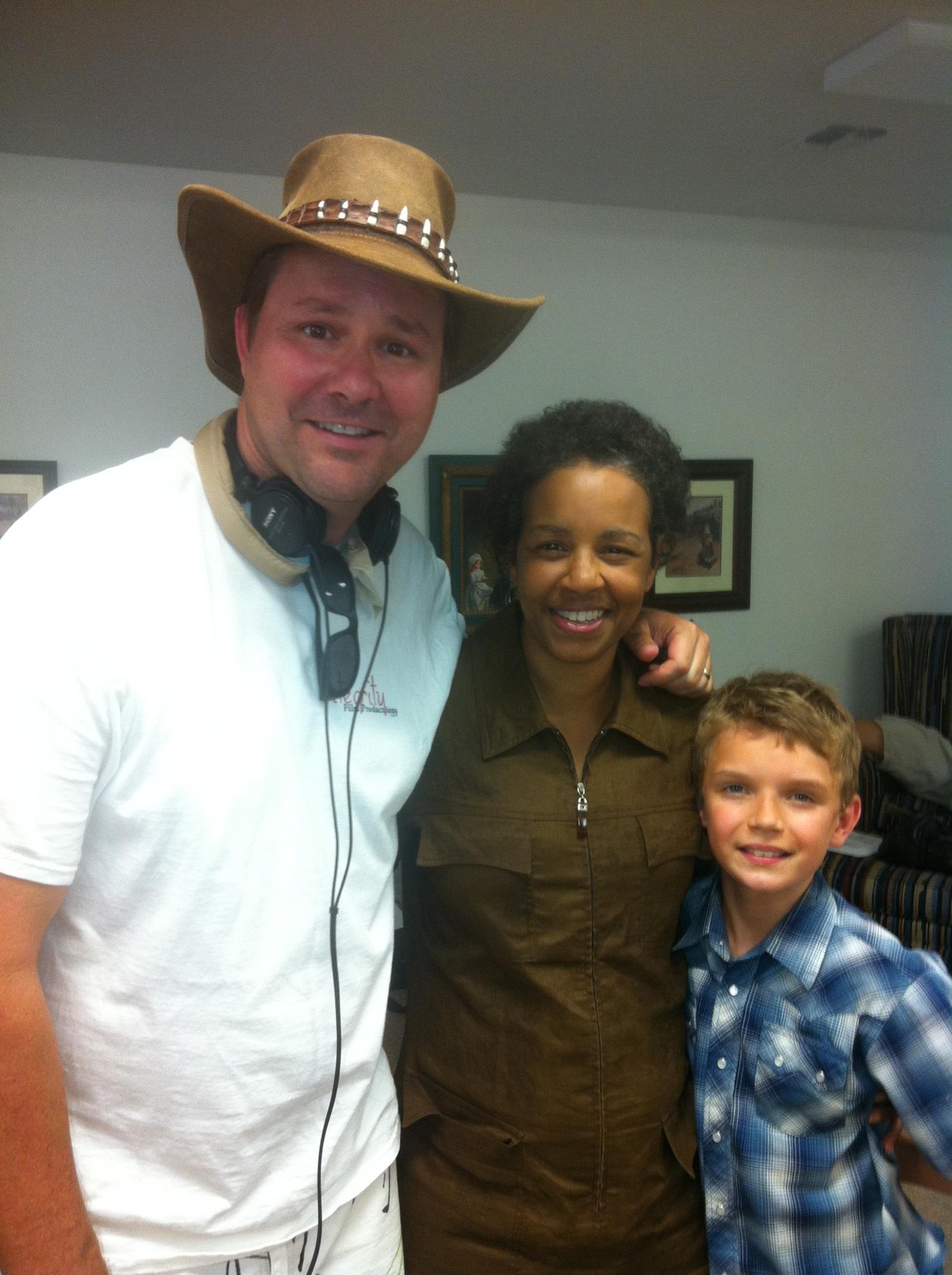 Cathy Diane Tomlin/On Red Wing Set with Director Will Wallace and Actor Austin Harrod