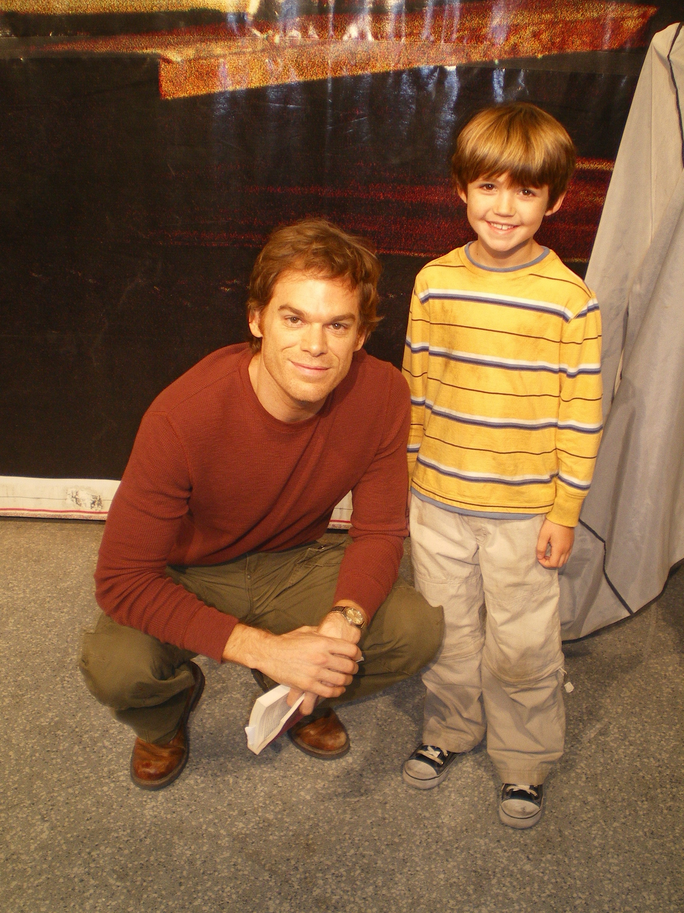Michael C. Hall and Preston Bailey on the set of DEXTER