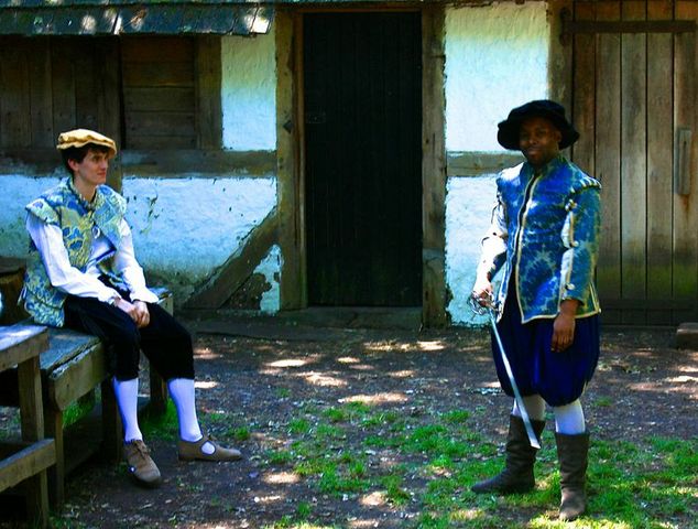 Robbie Capaldi and Leon Wander as Benvolio and Mercutio in Romeo and Juliet directed by Helen Oakleigh (Simply Shakespeare UK).