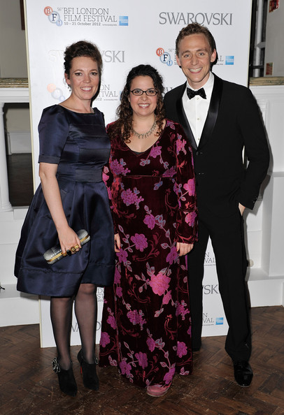 Olivia Coleman and Tom Hiddleston awarding a 'Star Of London' to Sally El Hosaini at BFI London Film Festival awards ceremony, 2012.