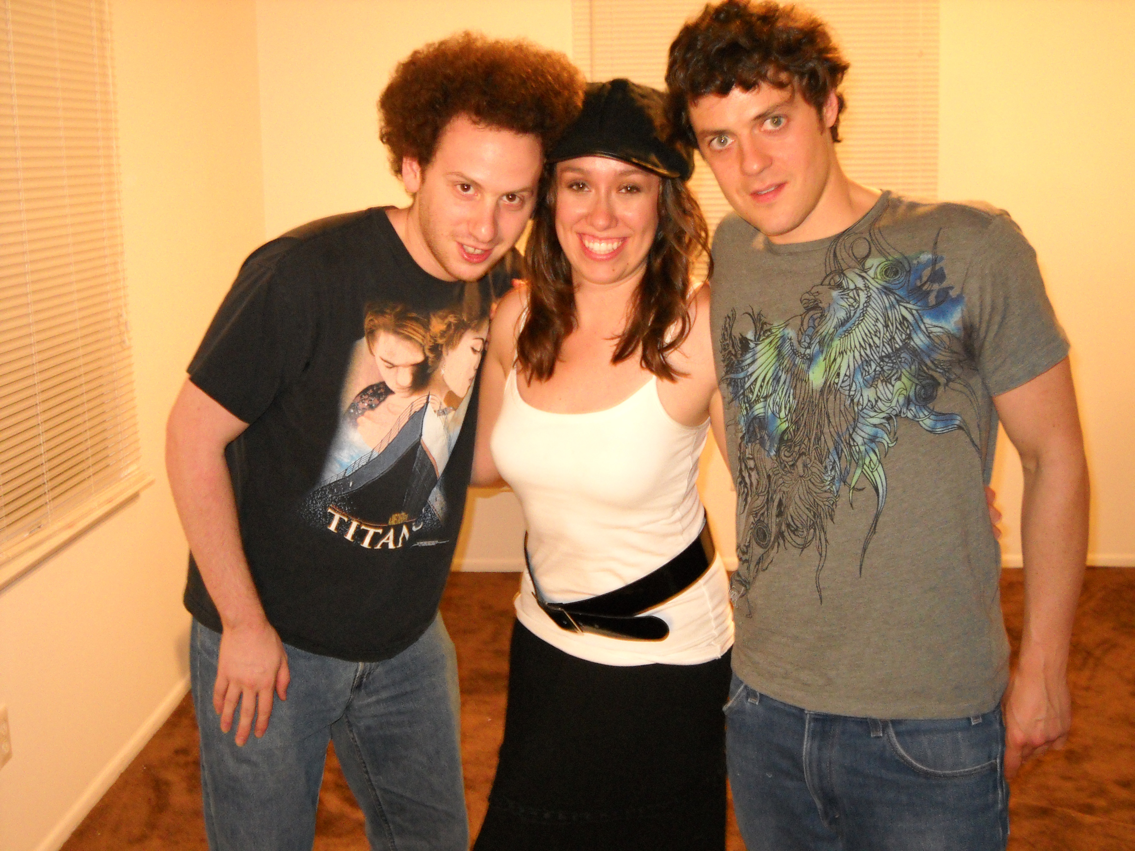 Josh Sussman, Jaclyn Friedlander and Mark Elias posing between takes!