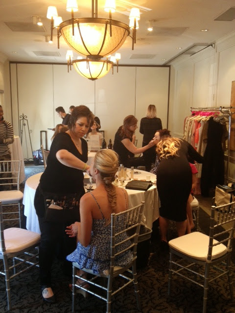 Backstage makeup for Dior fashion runway show.