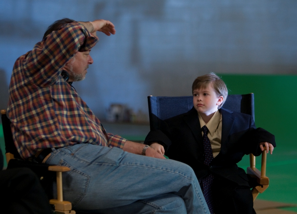 Connor Hill on the set 5 years old Director Jonathan Frakes The Librarian III Movie