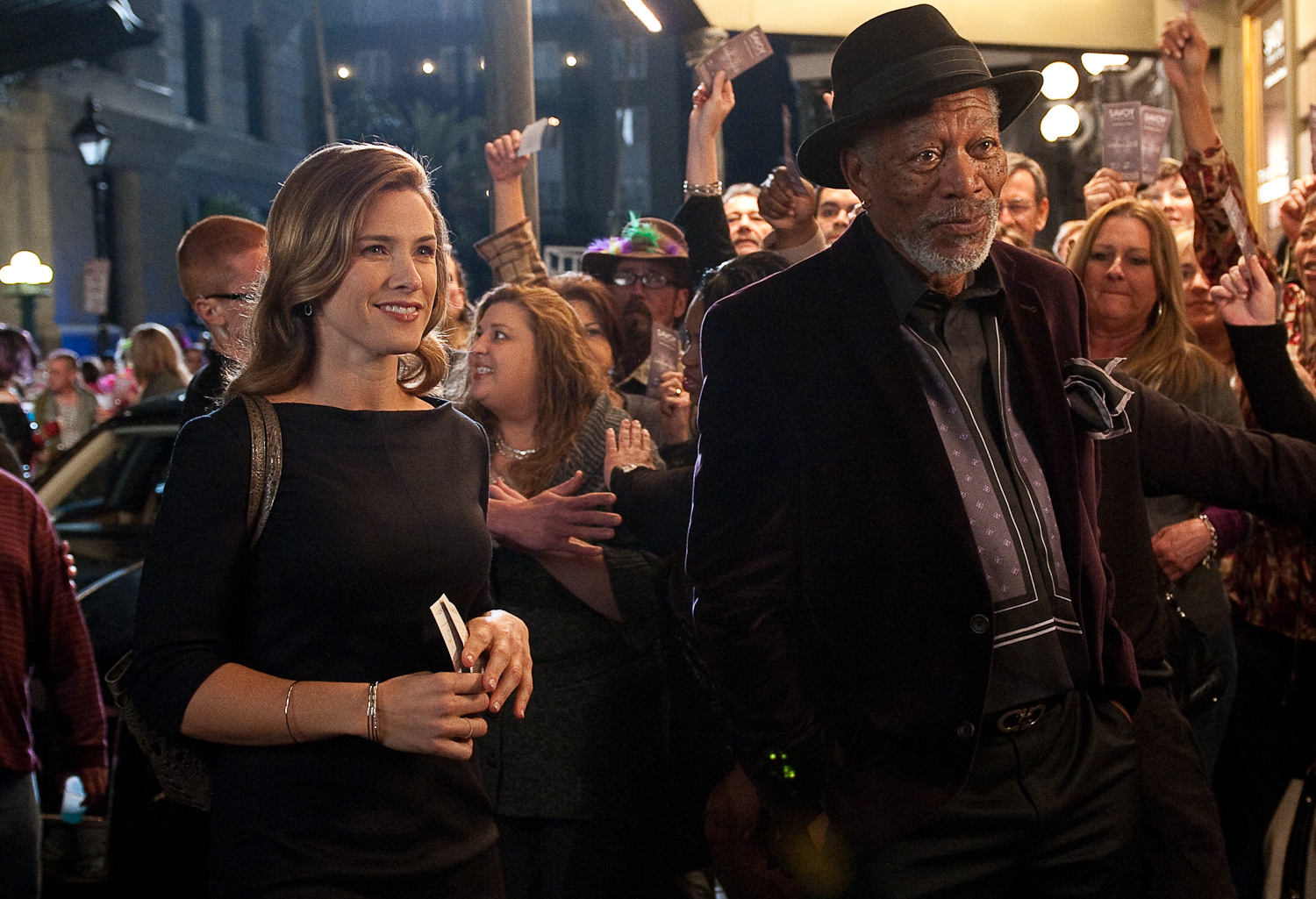 Morgan Freeman and Jessica Lindsey in Now You See Me