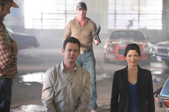David Hickey, Colin Hanks, Lauren Stamile and Scott Jefferies on The Good Guys episode Bait and Switch.