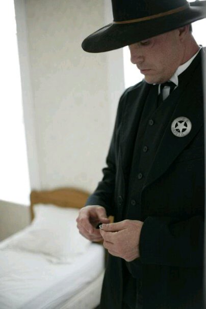Scott Jefferies as Wyatt Earp on the set of Last Words.