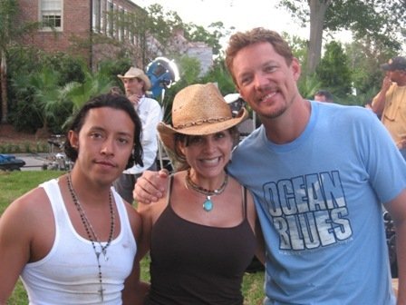 Efren Ramirez, Julie O'Hora, Matthew Lillard on set of American Summer