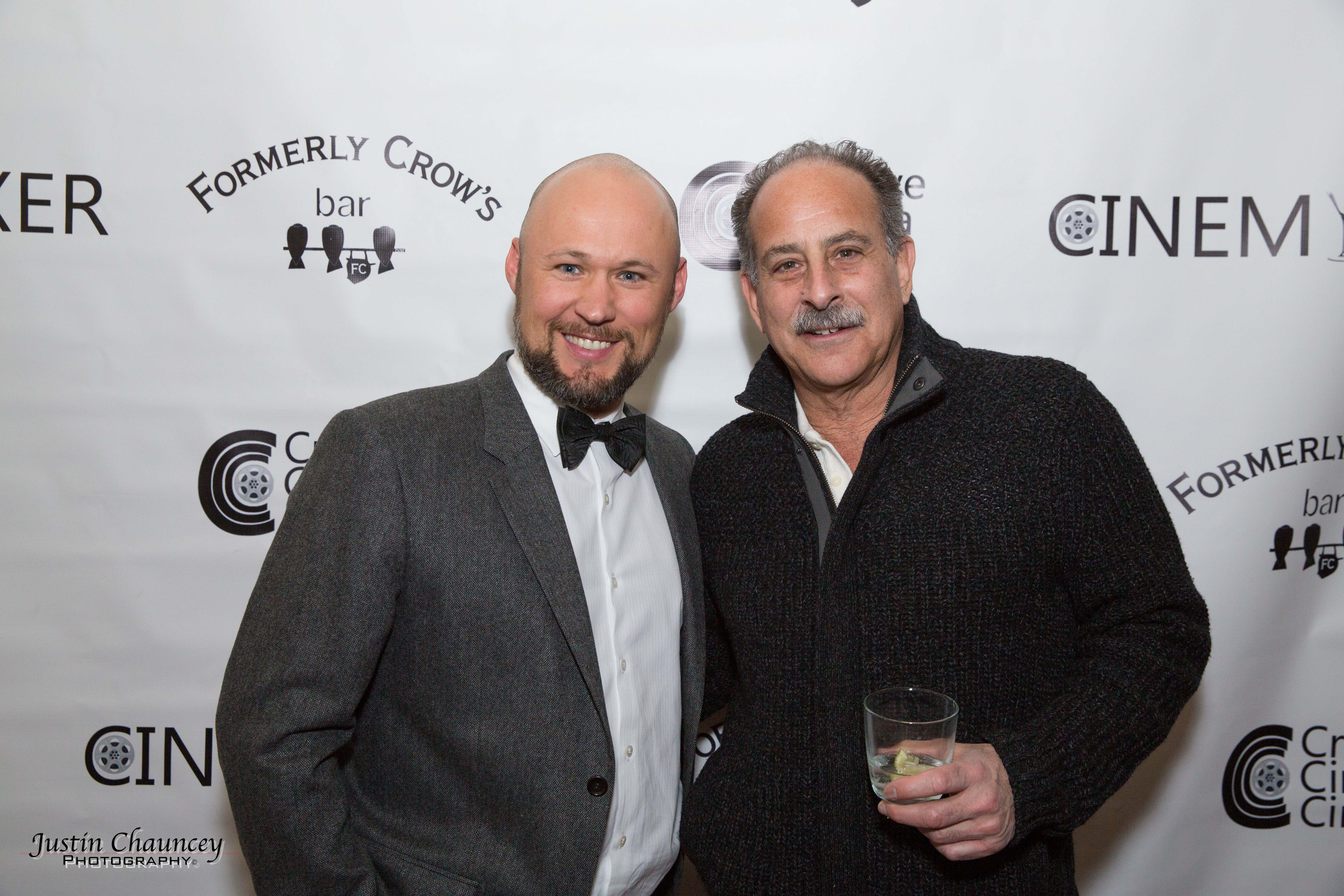 Producer James E. Oxford with Variety 411 President Jeffry Gitter at the Creative Cinema Circle's monthly Cinemixer filmmaker event.